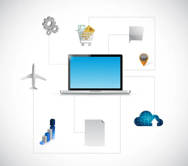 Computer tools and connection illustration design — Stock Photo, Image