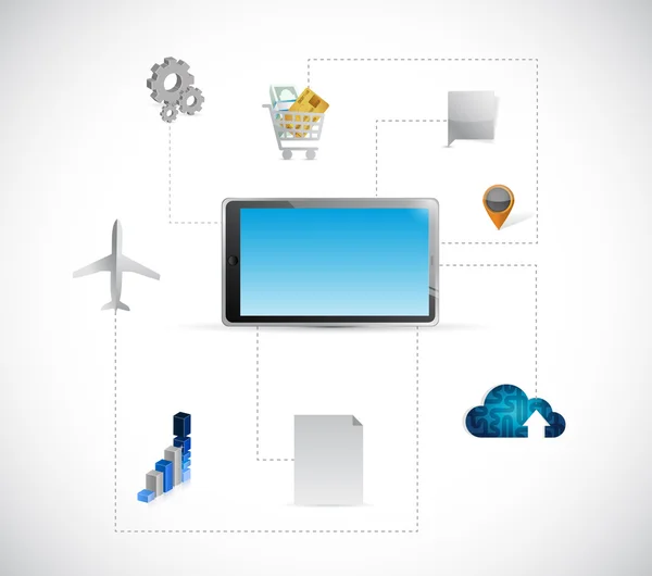 Tablet tools and connection illustration design — Stock Photo, Image