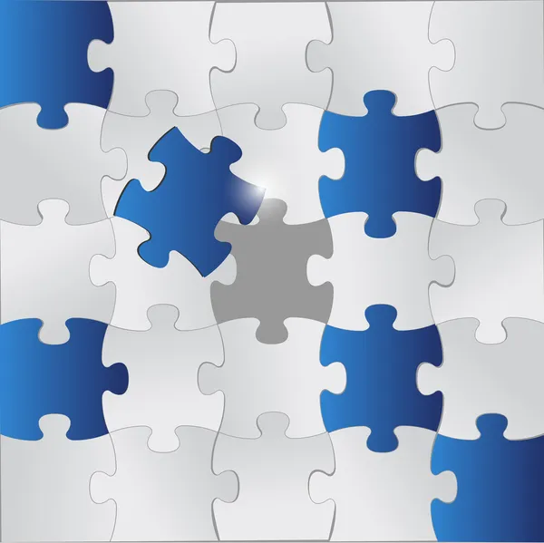 Blue and grey puzzle pieces illustration design — Stock Photo, Image