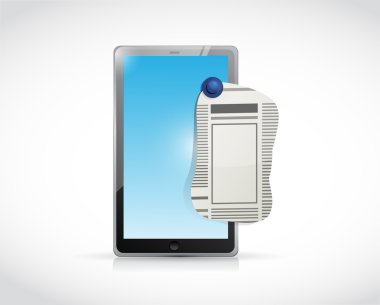 Tablet gazete reklam illüstrasyon tasarımı