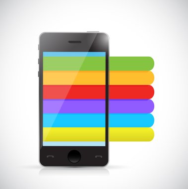 telefon ve bilgi grafik renkli çizgiler çizim