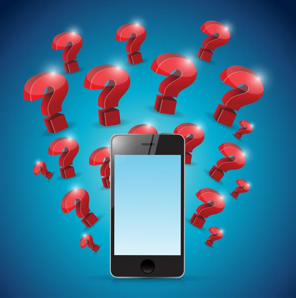 Question marks around phone. illustration design — Stock Photo, Image