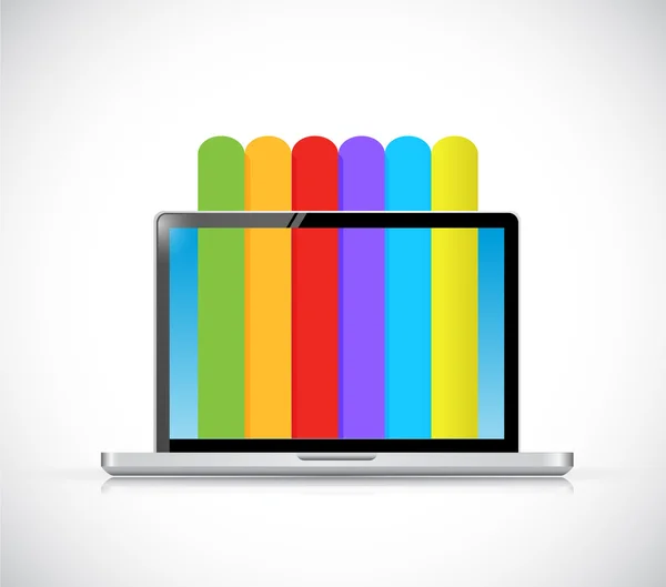 Laptop and info graphic color lines illustration — Stock Photo, Image