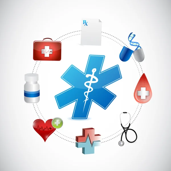 Icônes médicales illustration de connexion réseau — Photo