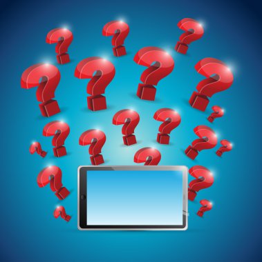soru işaretleri tablet. resim tasarım