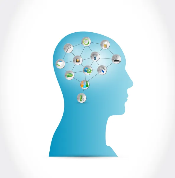 Fej és eszközök link agy illusztráció design — Stock Fotó