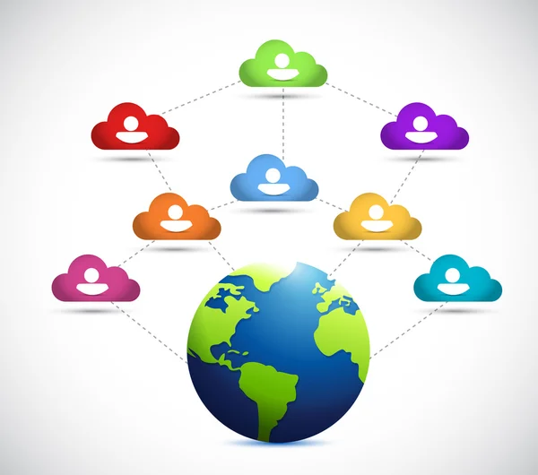 Cloud avatar diagram network globe illustration — Stock Photo, Image