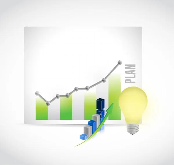 Great idea light bulb and business graph — Stock Photo, Image