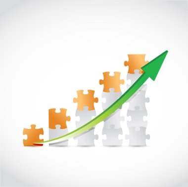puzzle business graph illustration design