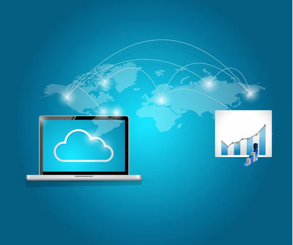 Computer business graph chart global connection — Stockfoto