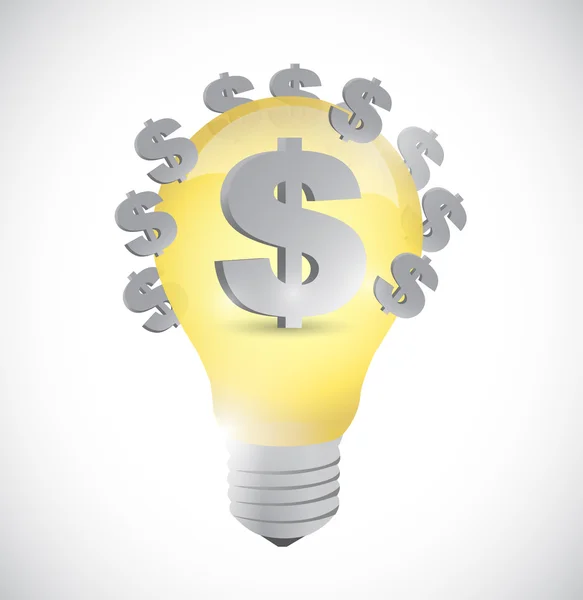 Dollar signs light bulb illustration design — Stock Photo, Image