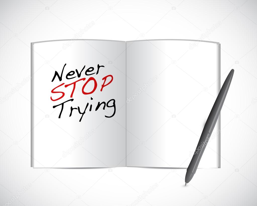 never stop trying message illustration