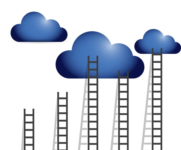 ladders to clouds illustration design