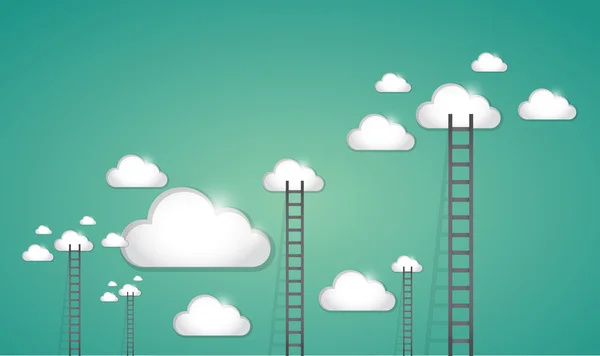Ladder to multiple clouds illustration design — Stock Photo, Image