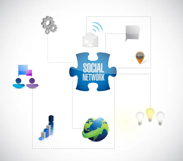 Social network puzzle pieces illustration design — Stock Photo, Image