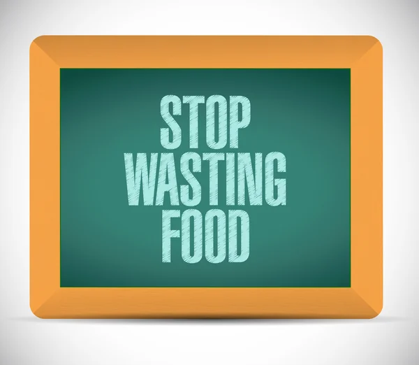 Stop wasting food message on a board. illustration — Stock Photo, Image