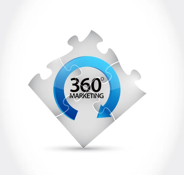 Puzzle pieces 360 marketing cycle illustration — Stock Photo, Image