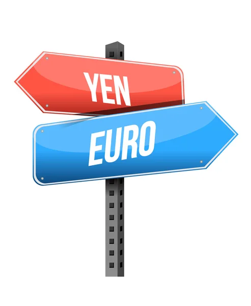 Yen euro calle sign ilustración diseño — Photo