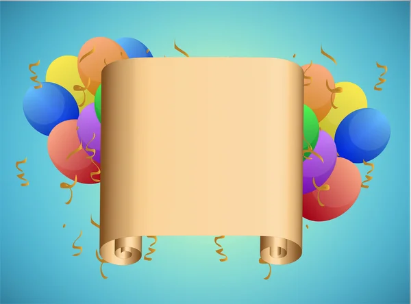 Scroll and balloons illustration design — Stock Photo, Image