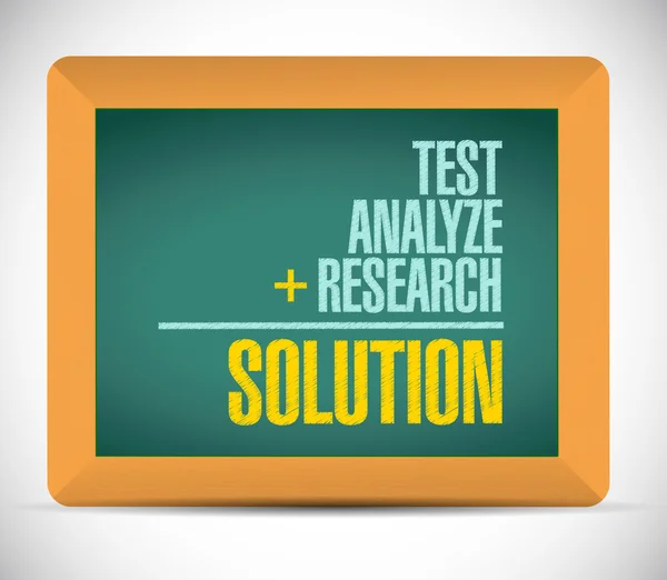 Test, analyze, research, and solutions messages — Stock Photo, Image