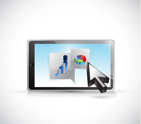 Tablet PC business bericht zeepbel afbeelding ontwerp — Stockfoto