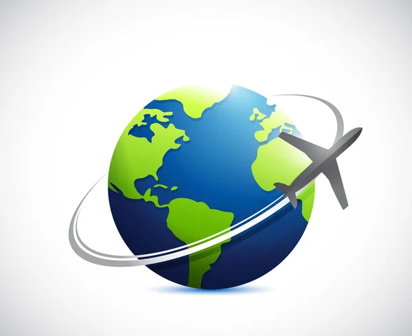 Globe and airplane route illustration design — Stock Photo, Image