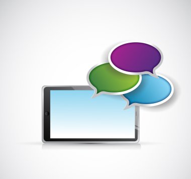 Tablet ve iletişim illüstrasyon tasarımı