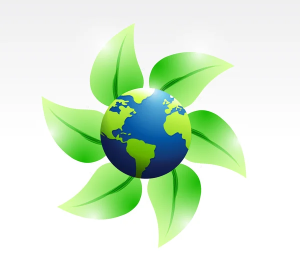 Leaves and eco globe illustration design — Stock Photo, Image