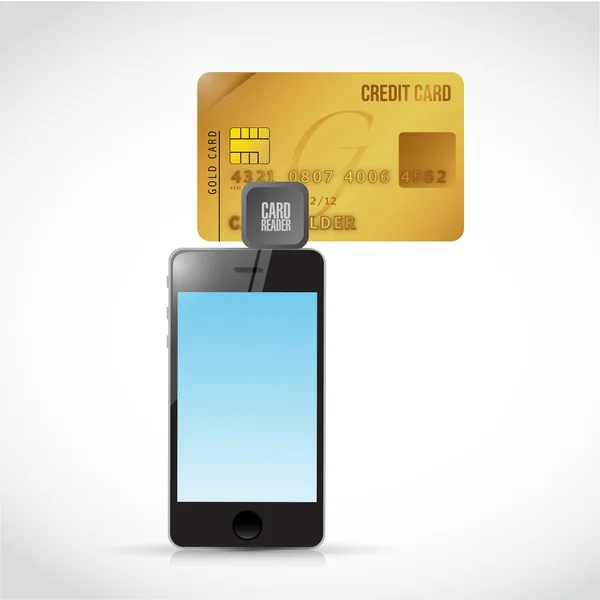 Telefoon creditcard lezer afbeelding ontwerp — Stockfoto