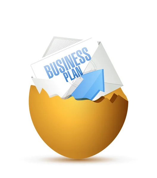 Plano de negócios dentro de um ovo partido. Ilustração — Fotografia de Stock