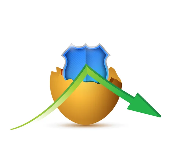 Broken egg shield and arrow illustration design — Stock Photo, Image