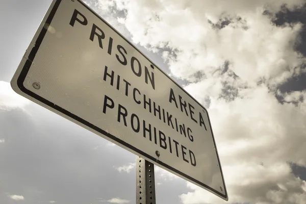 Landscape prison and warning sign — Stock Photo, Image