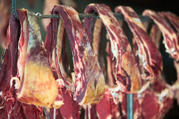 Jak rynek mięsa w Lhasie — Zdjęcie stockowe