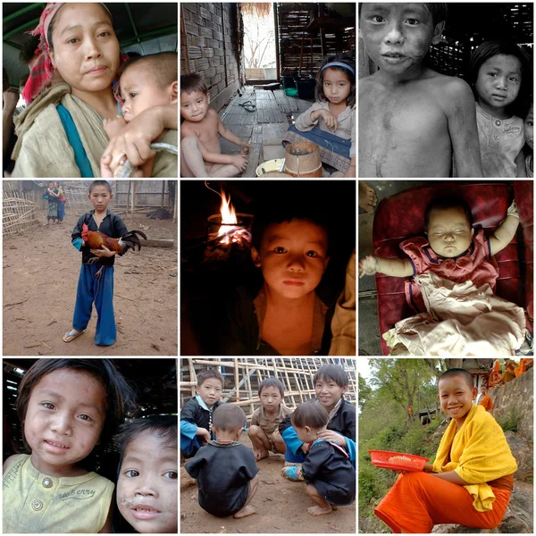 Složení různých lidí žijí a pracují v Laosu — Stock fotografie