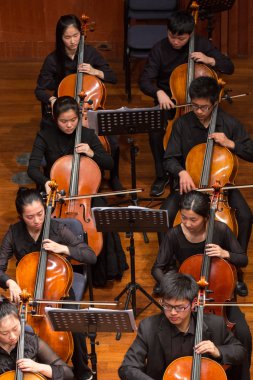 bir grup insan bir klasik müzik konseri, Çin oynama