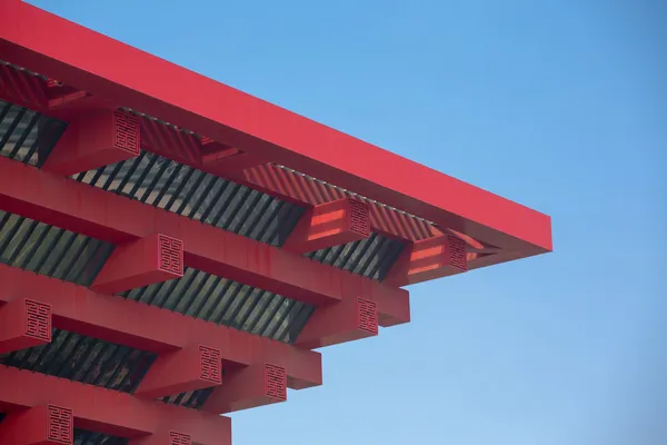 Close up of the the red Chinese Pavilion on the site of the Expo — Stock Photo, Image