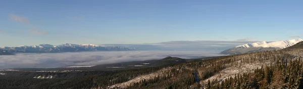 Panoramisch uitzicht op de tatra bergen vroeg in de ochtend. — Stockfoto