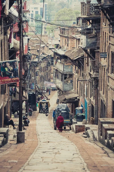 Alte straße von bhaktapur in nepal — Stockfoto