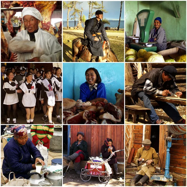 Various portraits of people living in Ulan Bator, Mongolia — Stock Photo, Image