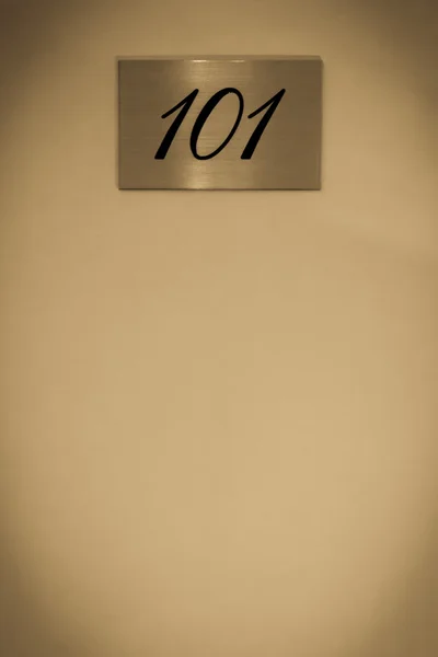 A hotel szoba rendszám, vintage stílusú képe — Stock Fotó