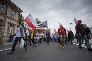 sendikacılar Varşova - Polonya bir gösteri sırasında