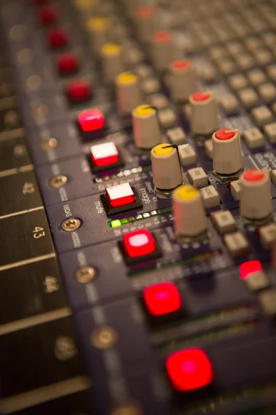 Audio mixer mixing board fader and knobs — Stock Photo, Image