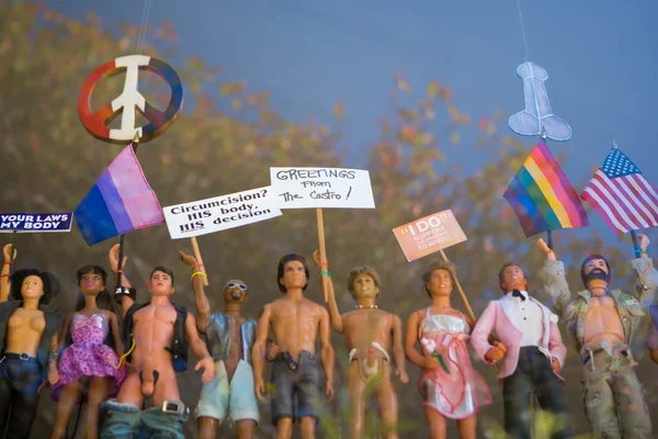 Gays toys with anti homophobia messages — Stock Photo, Image