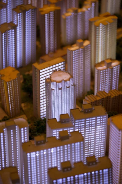 3D-modell av den upplysta staden shanghai — Stockfoto