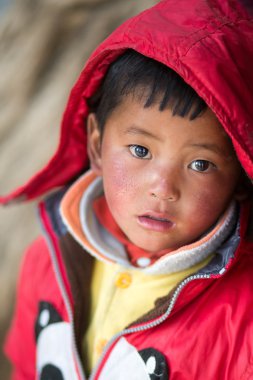 Tibet, Çin 'de genç bir çocuğun portresi