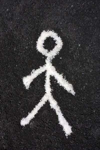 Hombre blanco de pie pictogramme pintado en la calle — Foto de Stock