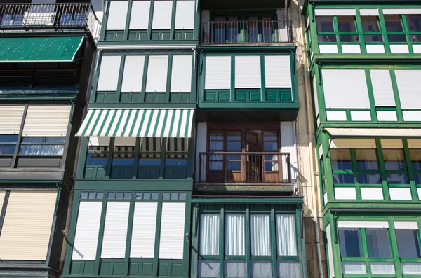 Detail of facades in Lekeitio — Stock Photo, Image