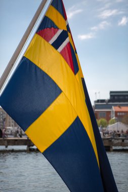 İsveç bayrağı goteborg liman detay
