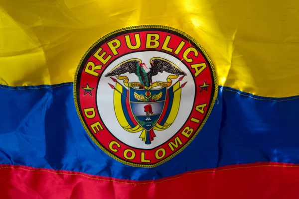 Waving Fabric Flag of Colombia — Stock Photo, Image