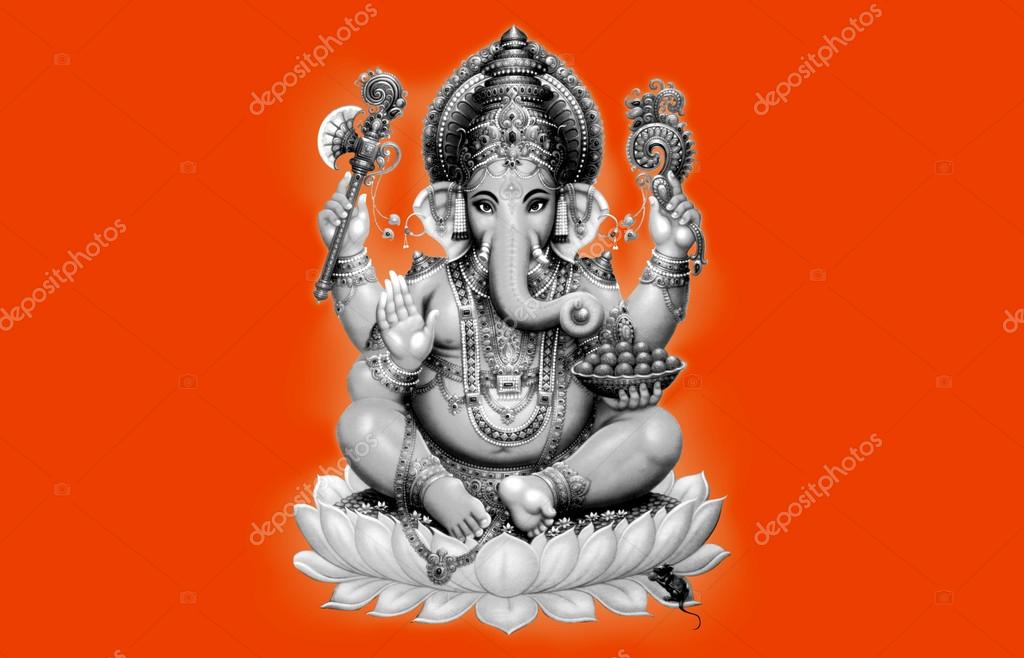 Ganesh black and white on orange background Stock Photo by ©piccaya 51146967